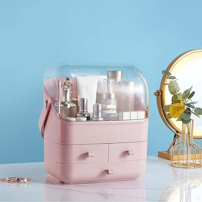 Large Makeup Organizer w Drawers Beauty Organizer Makeup Box Holder Vanity Organization Desk Countertop MakeUp Organizers Bathroom Counter Organizer Skincare Cosmetic Case Stand Dustproof Lid Gift-NeatNest