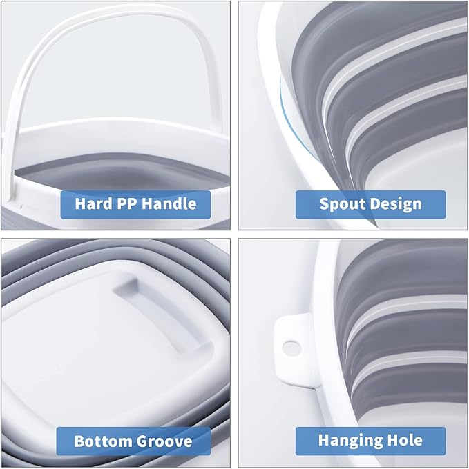 2 Pack Collapsible Buckets 10L 2.6 Gallon Cleaning Bucket Mop Bucket Folding Foldable Portable Small Plastic Water Supplies for Outdoor Garden Camping Fishing Car Wash Space Saving Square-NeatNest