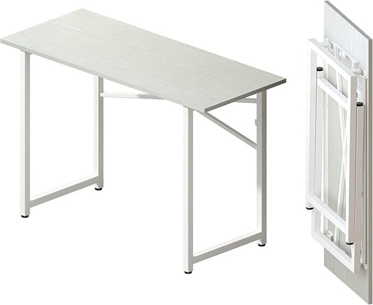 Folding Desk 47 inch No Assembly Required Home Office Table, Writing Gaming Computer Camping Desk, White-NeatNest