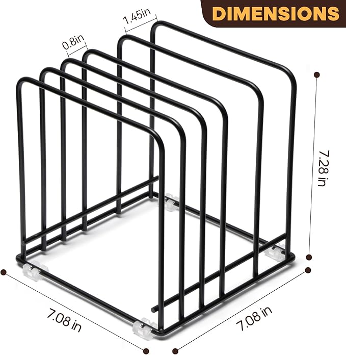 Cutting Board Organizer, Kitchen Cabinet Organizer Storage Rack, 5 Slots Holder Stand for Cutting Board,Baking Cookie Pan, Cookie Sheets Organizer for Kitchen Countertop,Metal Black (1 Pack)-NeatNest