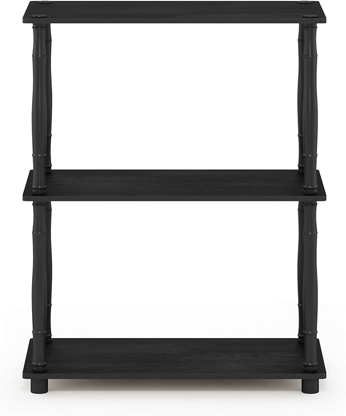 Furinno Turn-N-Tube 3-Tier Compact Multipurpose Shelf Display Rack with Classic Tube, Americano/Black-NeatNest