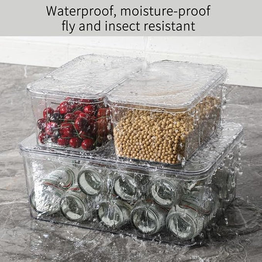 Clear Storage Bins With Lids,5 Packs Food Storage Organizer,Cabinet Storage Basket for Clothing, Towels, Cosmetics, Kitchen Storage Containers,Transparent Pantry Containers (3L+2S)-NeatNest