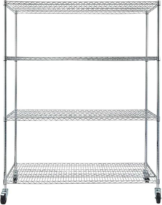4 Tier Adjustable Storage Shelf Metal Storage Rack Wire Shelving Unit Storage Shelves Metal for Pantry Closet Kitchen Laundry