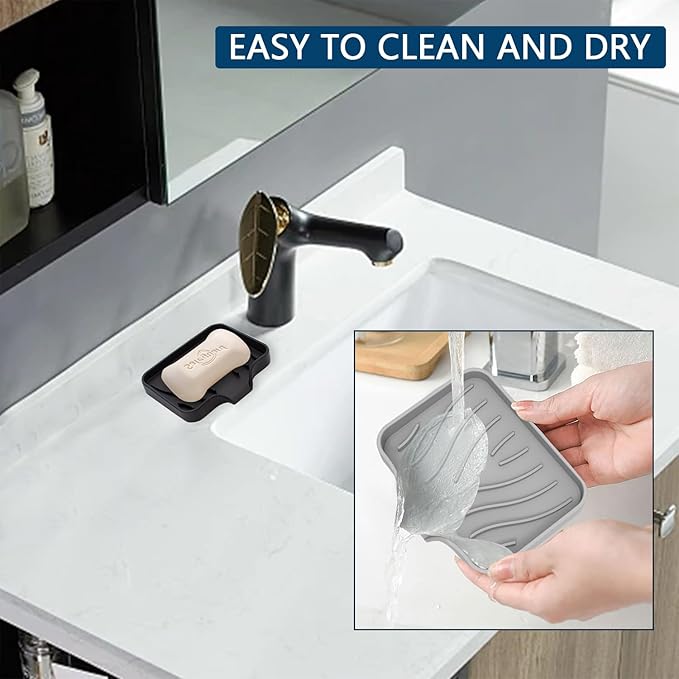 3PCS Draining Soap Dishes, Dishwashing Sponge Soap Holder with Water Tray, Keep The Place Dry, Easy to Clean Soap Cases, Suitable for Kitchen, Bathroom, Soap Container-NeatNest