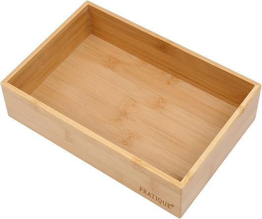 Bamboo Drawer Organizer - Kitchen Utensil Organizer Silverware Tray Cutlery Holder，Office Desk Supplies and Accessories (8.9x5.9x2.6 inch)-NeatNest