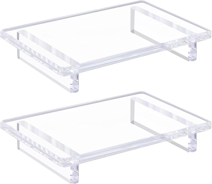 2 Pack Acrylic soap Dish Tray for Bathroom Counter and Kitchen - Waterproof Countertop Organizer for Soap Dish, Vanity, Plants, Candles (2, Large-9 x 5.9 x 1.5 inch)