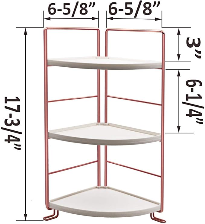 3-Tier Bathroom Countertop Organizer - Vanity Tray Cosmetic & Makeup Storage- Kitchen Spice Rack Standing Shelf - Corner Storage Shelf, Rose Gold-NeatNest