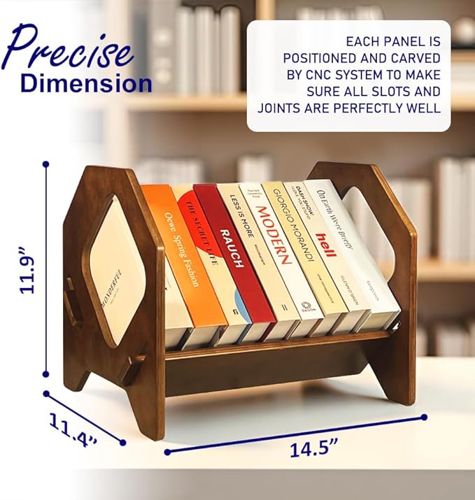 2 Pack Desktop Bookshelf, Stackable Book Organizer with Handle, Storage Rack for CD/Magazine/File Folder, Portable Small Bookshelf for Study, Living Room, Kid's Room, No Nails, Medium Size-NeatNest