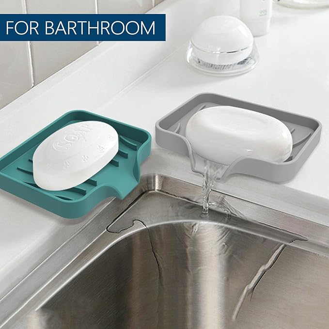 3PCS Draining Soap Dishes, Dishwashing Sponge Soap Holder with Water Tray, Keep The Place Dry, Easy to Clean Soap Cases, Suitable for Kitchen, Bathroom, Soap Container-NeatNest