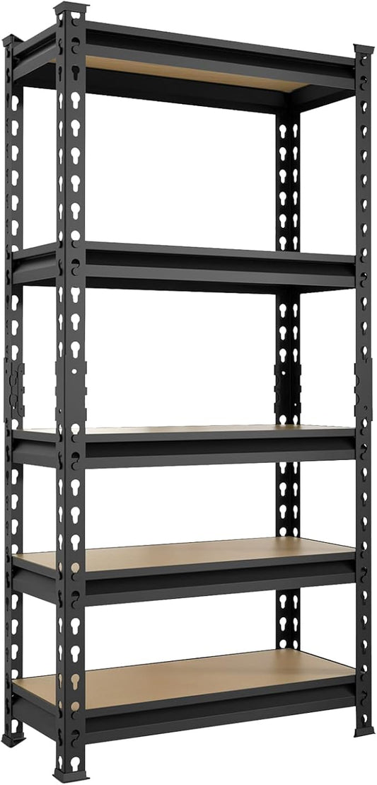 BIG RED Storage Shelving Unit, 5-Tier Adjustable, Heavy Duty Metal Garage Shelves/Utility Rack for Kitchen, Pantry, Basement, Bathroom, Laundry - 2,000 lbs Capacity, Black, 59" H x 28" W x 12" D-NeatNest