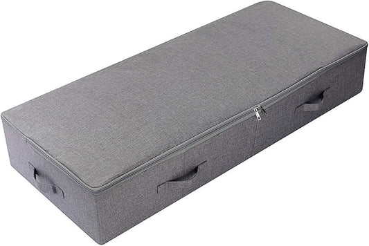 39.4X16.9X7“ Under The Bed Shoes Clothing Bedding Storage Organizer Containers with Lid, Dust-proof & Foldable Washable, Durable Plastic Board in Boxes, Dark Gray-NeatNest
