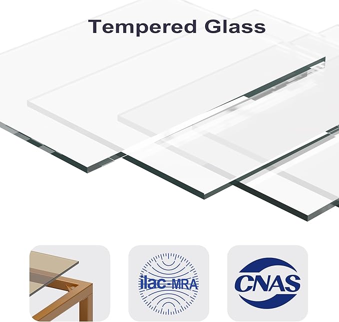 Glass Sofa Table, Mid-Century Modern Entryway Table with Tempered Glass & Golden Legs, 2-Tier Behind Couch Table for Living Room Hallway Entrance, Brown-NeatNest