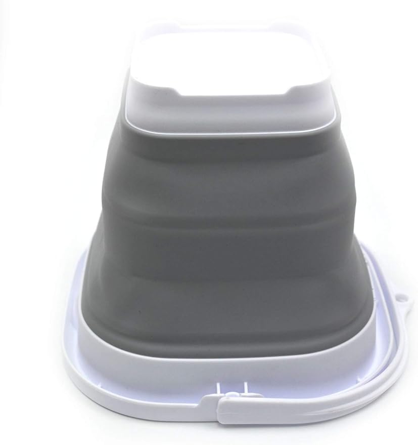 SAMMART 2.6L (0.68 Gallon) Super Mini Sqare Collapsible Plastic Bucket - Foldable Square Tub - Portable Fishing Water Pail - Space Saving Outdoor Waterpot (1, Grey)-NeatNest