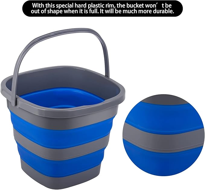 Collapsible Bucket with 1.32 Gallon (5L), Small Plastic Bucket for Sand or Beach, Portable Water Bucket for Cleaning, Fishing Water Pail-NeatNest
