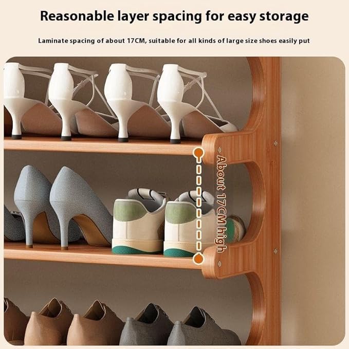 7-Tier Vertical Shoe Rack, Bamboo Free Standing Shoe Rack Shelf, 32" Shoe Storage Stand, Entryway Shoe Tower, Vertical Shoe Organizer for Narrow Closet, Entryway, Hallway, Rustic Brown-NeatNest