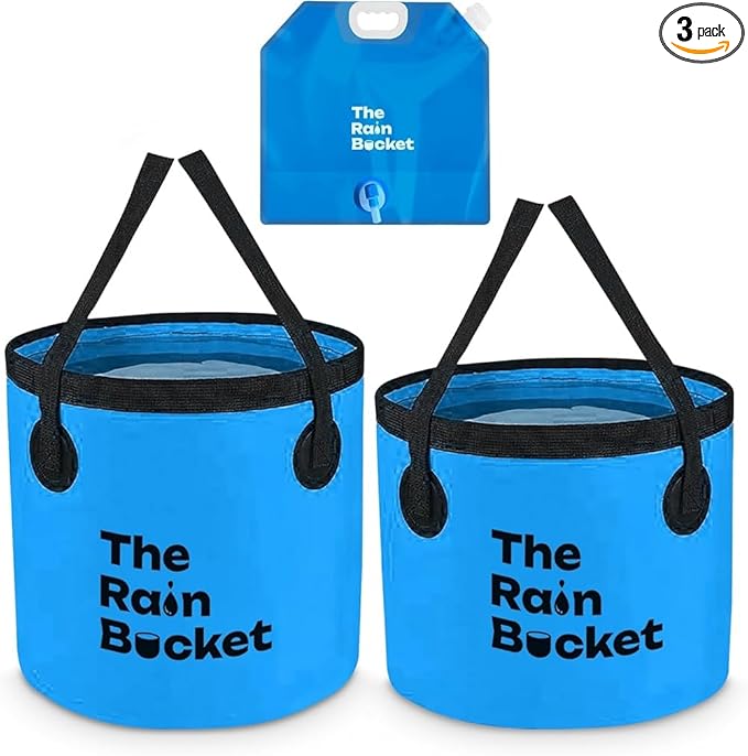 Collapsible Foldable Buckets with Handles – 3-Piece Set (10L & 15L) Bucket + 10L Water Bag with Faucet – Waterproof PVC Wash Basins for Camping, Fishing, Hiking, Car Wash – Portable & Leakproof-NeatNest