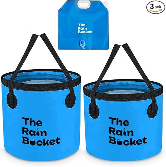 Collapsible Foldable Buckets with Handles – 3-Piece Set (10L & 15L) Bucket + 10L Water Bag with Faucet – Waterproof PVC Wash Basins for Camping, Fishing, Hiking, Car Wash – Portable & Leakproof-NeatNest