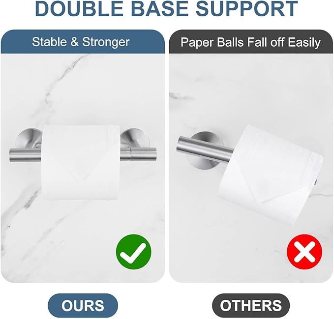Brushed Nickel Toilet Paper Holder, Double Base Large Toilet Paper Roll Holder Stainless Steel Bathroom Hardware Wall Mounted Modern Commercial Toilet Paper Dispenser-NeatNest