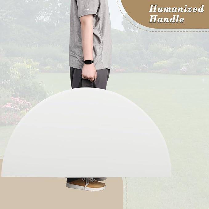 Athena Collection 4ft Plastic Folding Dining Table, Large Foldable Round Card Table Portable with Carry Handle Heavy Duty Fold-in-Half for Indoor Outdoor Party Camping, White-NeatNest