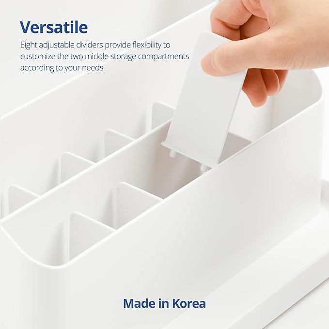 BLUE GINKGO Desk Organizer – Korean-Made Office Storage for Pens, Notes, Mail, and Supplies (White)-NeatNest