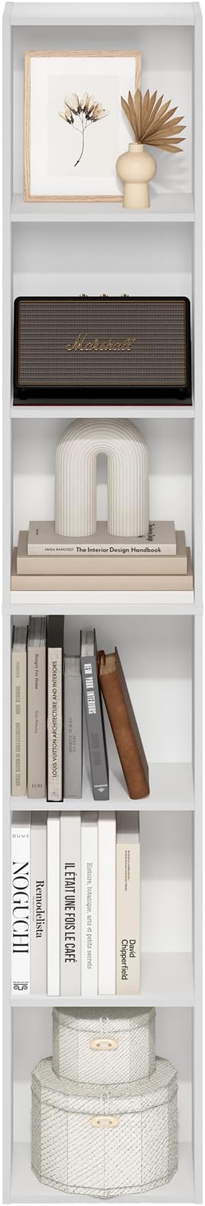 Furinno Luder 6-Tier Open Shelf Bookcase, White-NeatNest