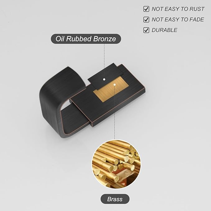 BESy Brass Clothes Hook Single Towel Hook for Bathroom Kitchen Garage Square Style Robe Hooks Coat and Hat Hook, Self Adhesive with Glue or Wall Mounted with Screws, Two Packs, Oil Rubbed Bronze-NeatNest