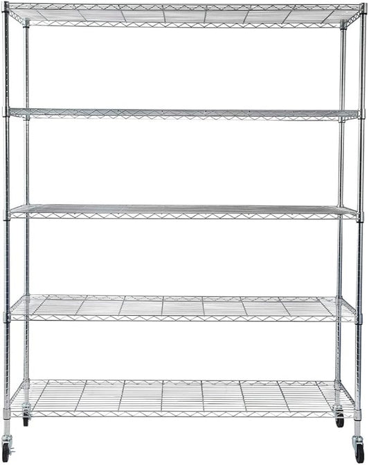 5 Tier Adjustable Storage Shelf Metal Storage Rack Wire Shelving Unit Storage Shelves Metal for Pantry Closet Kitchen Laundry