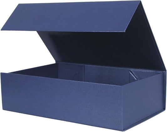 Aimyoo Navy Blue Collapsible Gift Box with Magnetic Closure Lids 10.5x7x3 in, Medium Bridesmaid Groomsman Proposal Boxes, Rectangle Present Box for Graduation Birthday Storage (1 Pack)-NeatNest