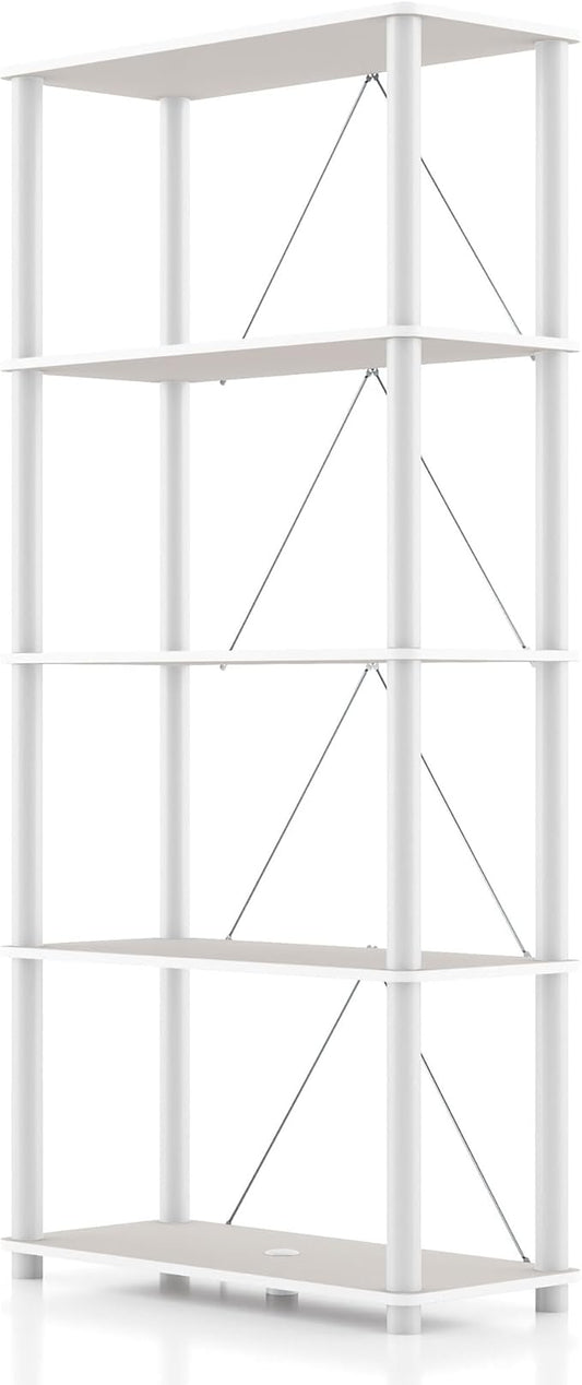 HOMES: Inside + Out Apexa Modern 5-Tier Wide Shelving Units, Collectibles Display Shelves, Easy Assembly Standing Shelf, Home Storage Organizer for Living Room, Bedroom, Office, Taupe Grey