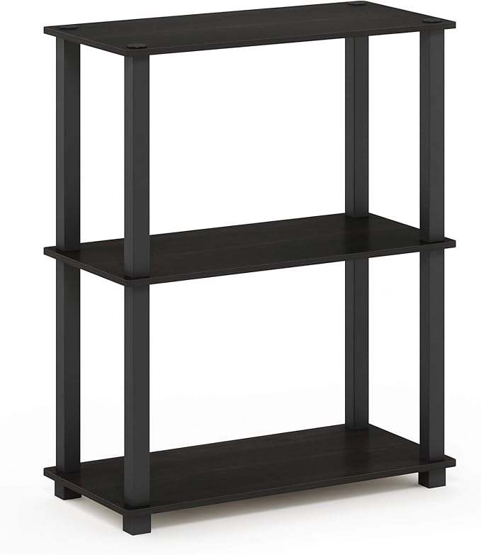 Furinno Turn-S-Tube 3-Tier Compact Multipurpose Shelf Display Rack with Square Tube, Espresso/Black-NeatNest
