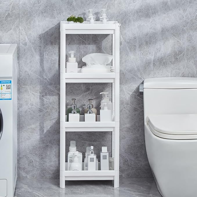 HIEEY 4 Tier Bathroom Shelf,Bathroom Rack, Shelves Organizer, for Bathroom Laundry Pantry Kitchen Narrow Places-NeatNest