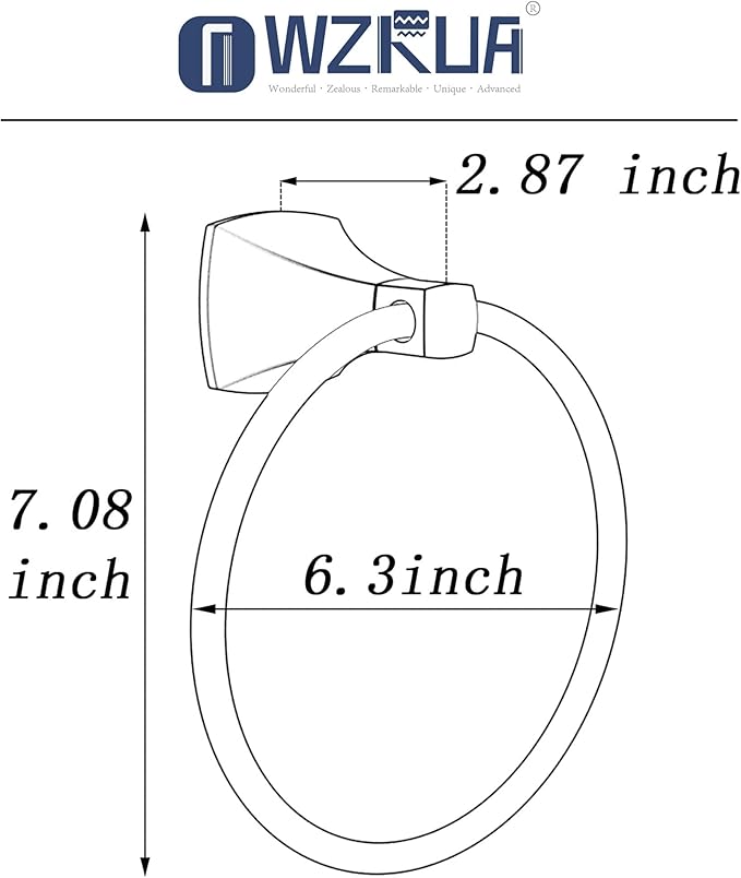 Hand Towel Holder for Bathroom Kitchen Matte Black Towel Ring Towel Hanger Stainless Steel and Zinc Alloy Wall Mount