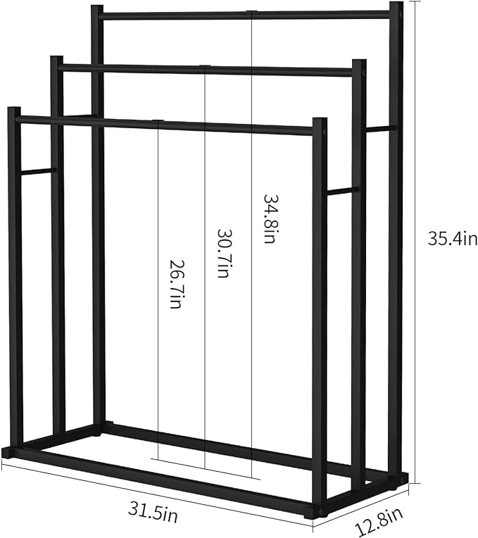 Honiter Towel Racks for Bathroom, 3 Tier Free Standing Towel Rack, Blanket Drying and Display Rack for Oversized Bath Towels Bathroom Accessories, Next to Tub or Shower