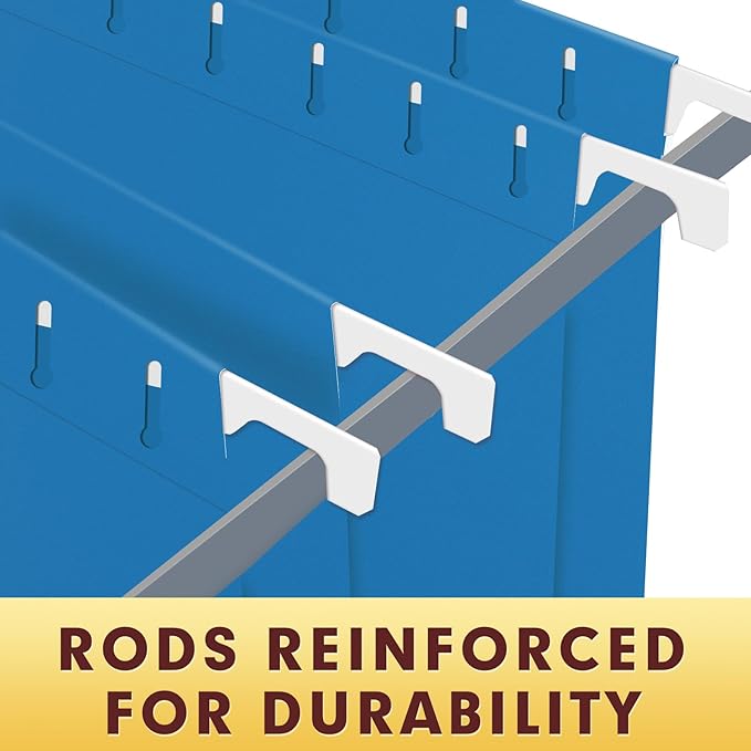 HERKKA Hanging File Folders, 30 Pack Reinforced Letter Size Hanging Folders, Designed for Bulky Files, Filing Cabinet, 1/5-Cut Adjustable Tabs (Lightblue)