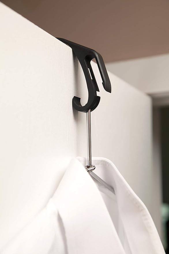 Travel Tool Over shower door hook Traveler's Steamer Clip Hook, Over The Door Hanger for Shower, Heavy Duty Clip Hooks for Clothes Bottle Opener & Phone Stand - 1 pack