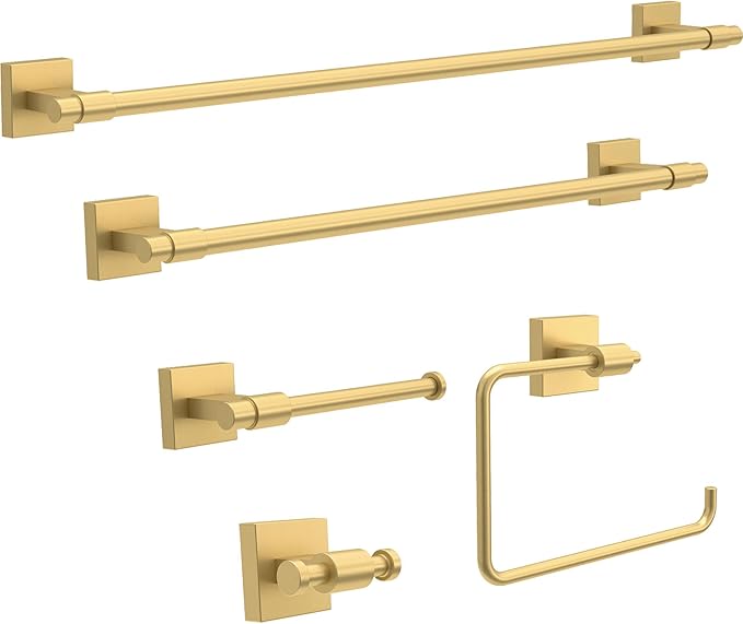 Franklin Brass Maxted (1-Pack) Hand Towel Ring Modern Gold Holder for Wall Mount Square Hanger for Kitchen, Bathroom Accessories MAX46-MG