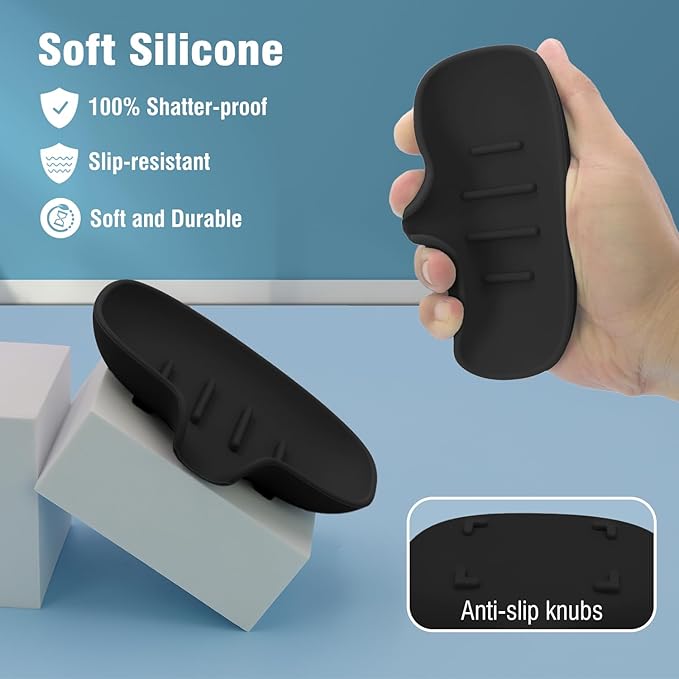 3 Pack Soap Dish, Soap Dishes for Bathroom, Shower, Silicone Soap Bar Holder, Soap Tray for Kitchen, BPA-Free, Dishwasher Safe (Black)-NeatNest