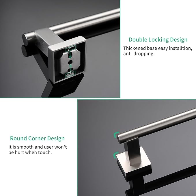Miyili 9-Inch Bathroom Towel Bar SUS 304 Stainless Steel Hand Towel Rack Holdle Wall Mount Brushed Finish, A02N23A