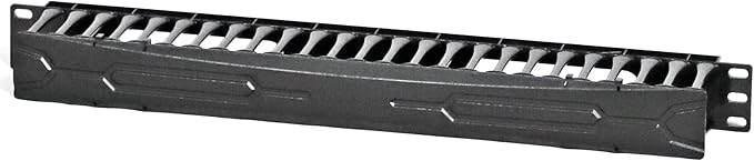 AEONS 1U Cable Management Horizontal 19-inch Rack Mount Cable Manager Finger Duct Raceway Plastic Hinged Cover Black