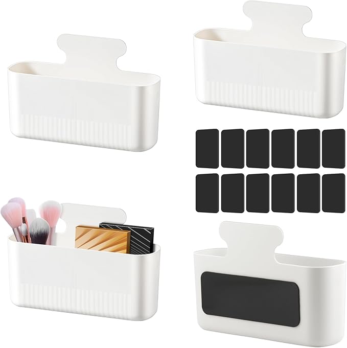 Poeland 4 Pack Magnetic Storage Box, Magnetic Cup Holder, Makeup Organizer for Bathroom, Bedroom, Fridge, Cabinet (Size L)