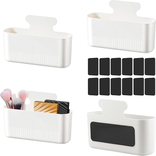 Poeland 4 Pack Magnetic Storage Box, Magnetic Cup Holder, Makeup Organizer for Bathroom, Bedroom, Fridge, Cabinet (Size L)