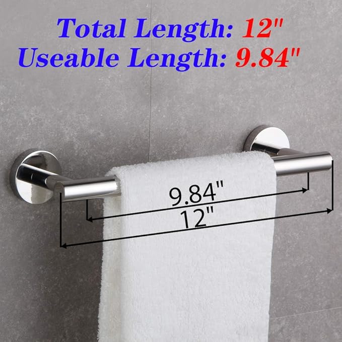 GERZ 12-Inch Hand Towel Holder Modern Towel Ring Hand Towel Bar Towel Hanger Wall Mount, Polished Finish AG1101C30.5-JG