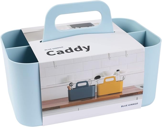 BLUE GINKGO Stackable Organizer Caddy – Korean-Made Portable Tote for Bathroom, Office, Crafts, or School Supplies (Rectangle, Blue)-NeatNest