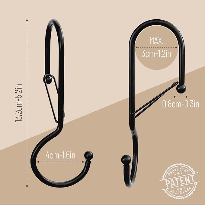 6 Purse Hanger for Closet. Tote Hanger. S-Shaped Hooks S Hooks Twist Design. Anti Drop S-Shaped Hook for Hanging Handbags with Safety Buckle to Prevent Falls. Heavy Duty. (Black, Twisted)-NeatNest