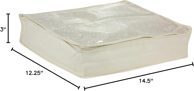 Household Essentials Lightweight Canvas Sweater Bag 2 Pack, Durable Canvas with Clear PEVA Top, 3-Sided Zipper, Perfect Fit for Shelving or Under the Bed-NeatNest