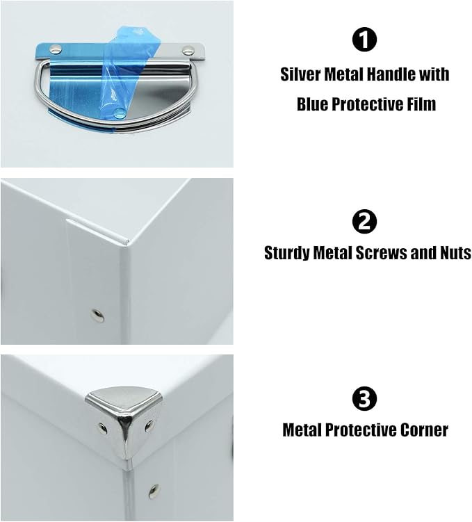 GUOZI Collapsible Storage Box, Decorative Memory Box with Lid & Metal Reinforced Corners, Cardboard File Bin with Handles, Organizer Gift Box for Keepsake Toy Photos Office Nursery Wardrobe Bookshelf-NeatNest