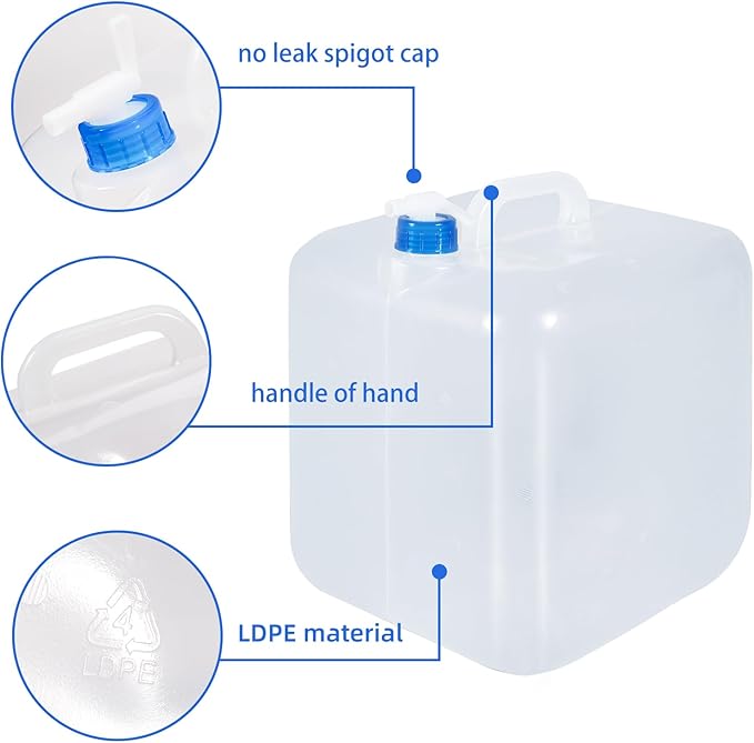 2 Pack Collapsible Water Container with Spigot, Foldable Cube Water Jugs Portable Water Storage for Outdoors Camping Hiking Disaster Preparedness & Survival Gear 1.4/2.6/4/5.3 Gallon-NeatNest