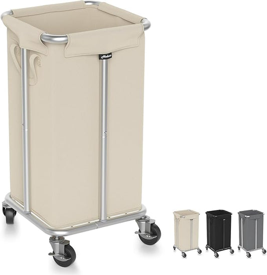 Laundry Basket with Wheels, 115L Rolling Laundry Hamper Large Dirty Clothes Hamper Cart with Steel Frame and Removable Bag, Bedroom Bathroom Dorm Room Laundry Room Organization Hampers, Beige