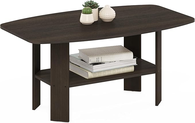 Furinno Simple Design Coffee Table, Dark Brown-NeatNest
