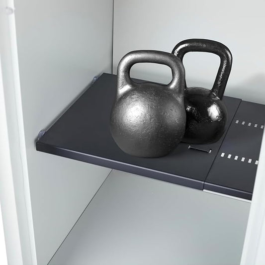 Metal Adjustable Locker Shelf | Heavy Duty Powder-Coated Steel Locker Organizer for School & Gym (Matte Black)
